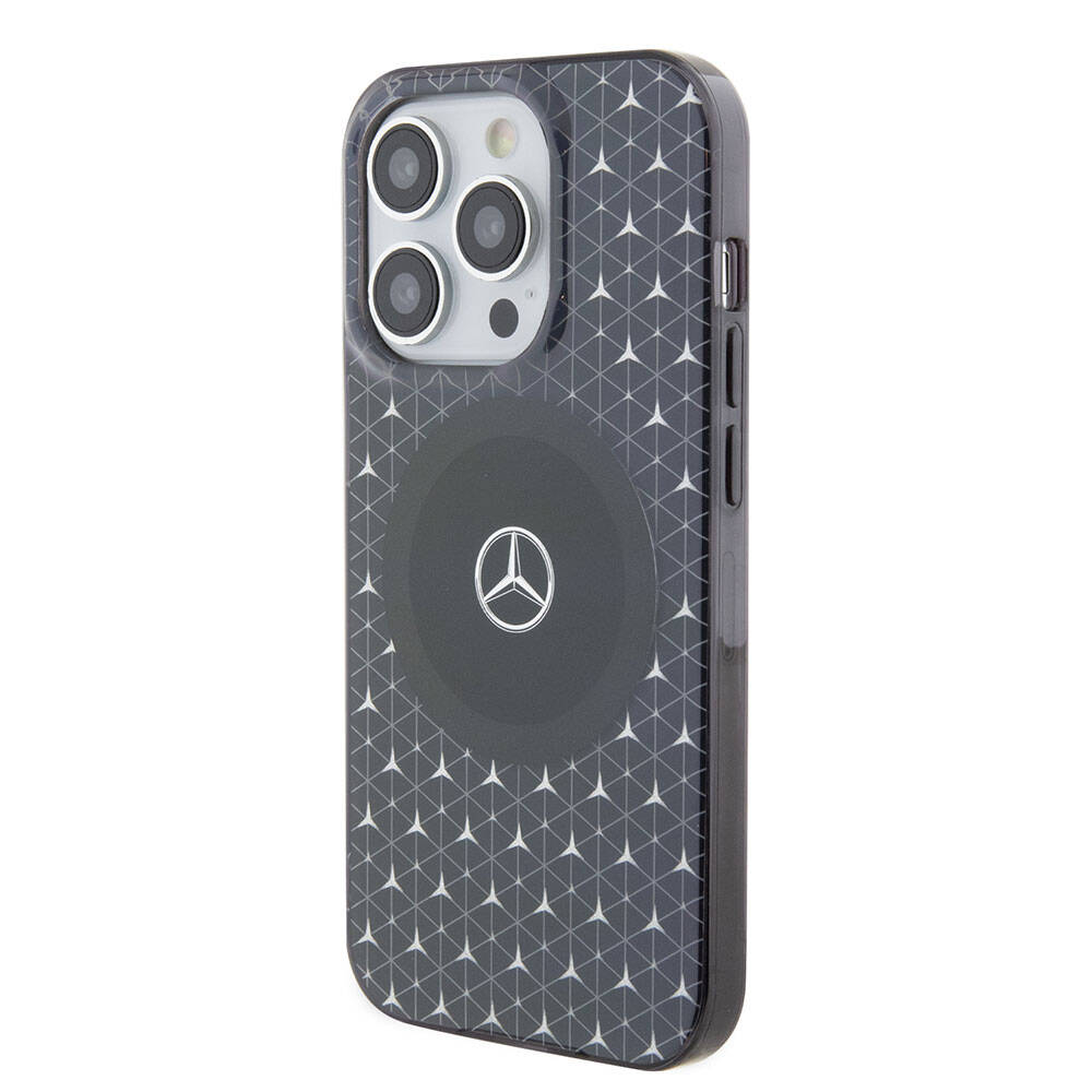 iPhone 15 Pro Max Kılıf Mercedes Benz Orjinal Lisanslı Magsafe Şarj Özellikli Çift Katmanlı Mini Yıldız Desenli Kılıf Mavi