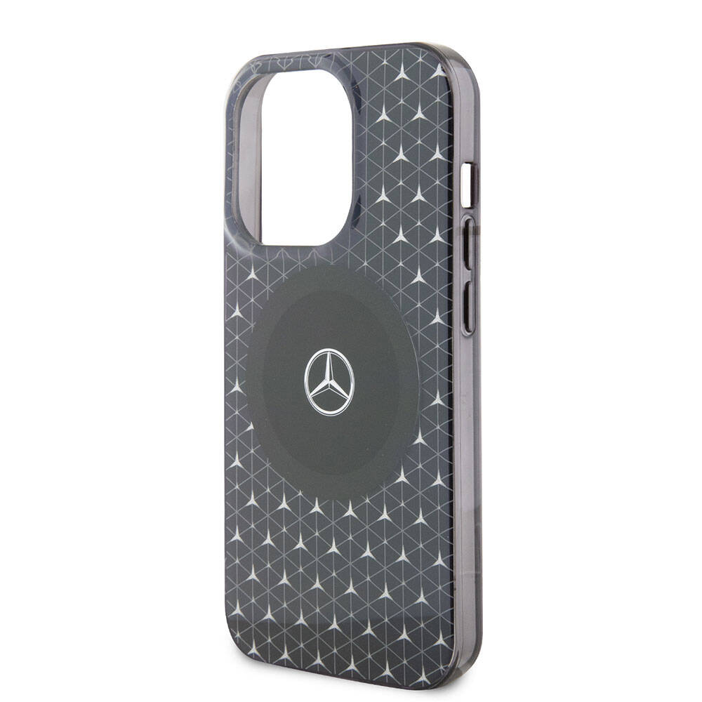 iPhone 15 Pro Max Kılıf Mercedes Benz Orjinal Lisanslı Magsafe Şarj Özellikli Çift Katmanlı Mini Yıldız Desenli Kılıf Mavi