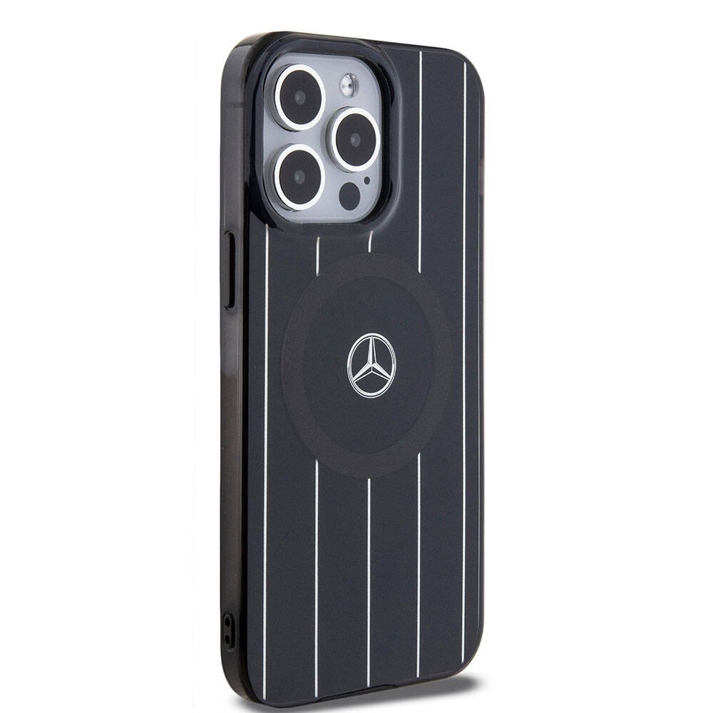 iPhone 15 Pro Max Kılıf Mercedes Benz Orjinal Lisanslı Magsafe Şarj Özellikli Çift Katmanlı Paralel Çizgi Desenli Kılıf Beyaz