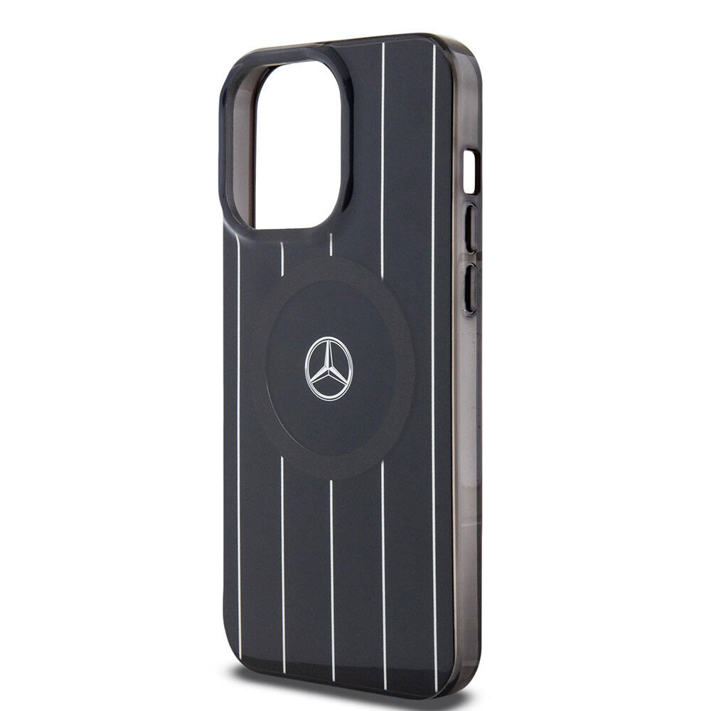 iPhone 15 Pro Max Kılıf Mercedes Benz Orjinal Lisanslı Magsafe Şarj Özellikli Çift Katmanlı Paralel Çizgi Desenli Kılıf Beyaz