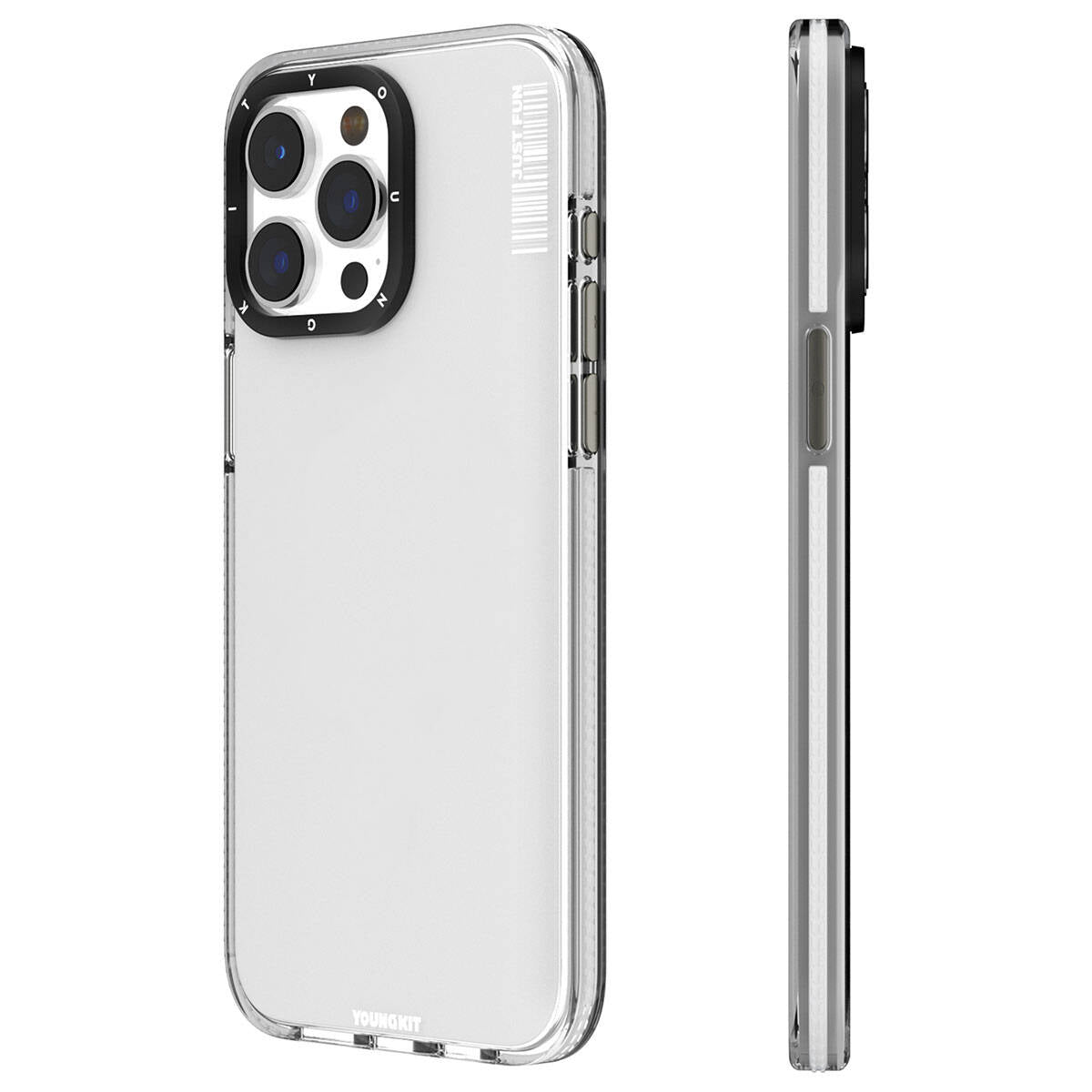 iPhone 15 Pro Max Kılıf Pürüzsüz Düz Arka Yüzey YoungKit Crystal Color Serisi Kılıf Renksiz