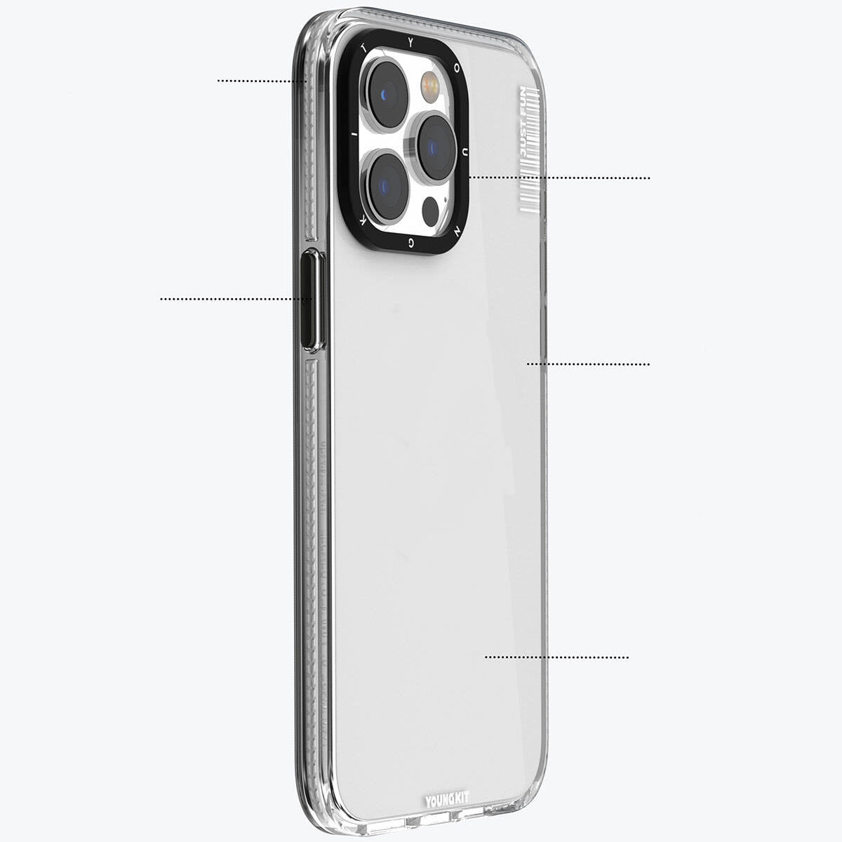 iPhone 15 Pro Max Kılıf Pürüzsüz Düz Arka Yüzey YoungKit Crystal Color Serisi Kılıf Pembe