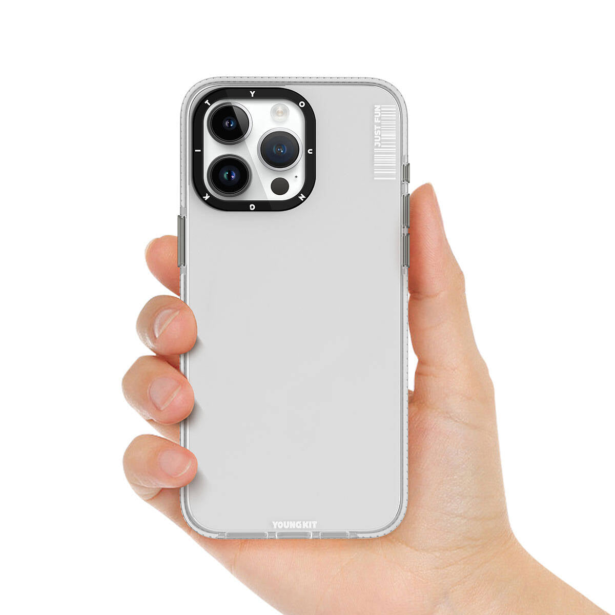 iPhone 15 Pro Max Kılıf Pürüzsüz Düz Arka Yüzey YoungKit Crystal Color Serisi Kılıf Siyah