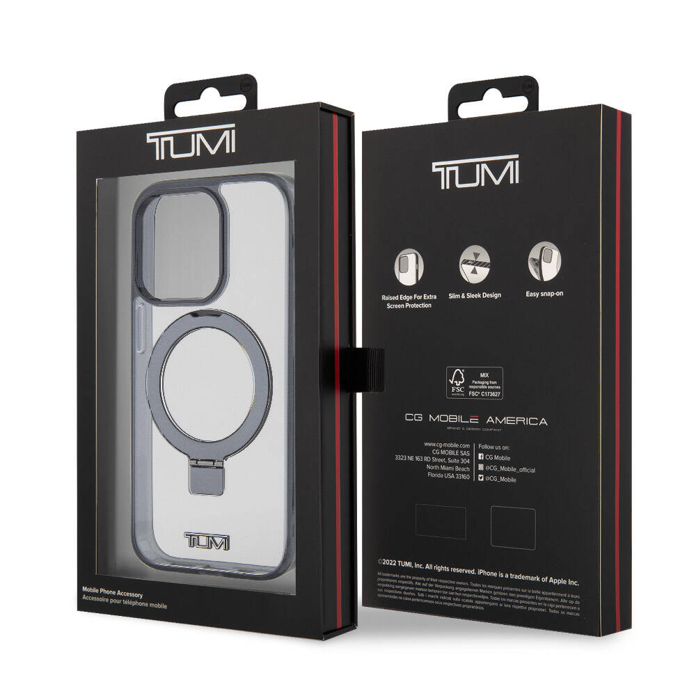 iPhone 15 Pro Max Kılıf TUMI Orjinal Lisanslı Magsafe Şarj Özellikli Metal Logolu Ring Standlı Silikon Kılıf Beyaz