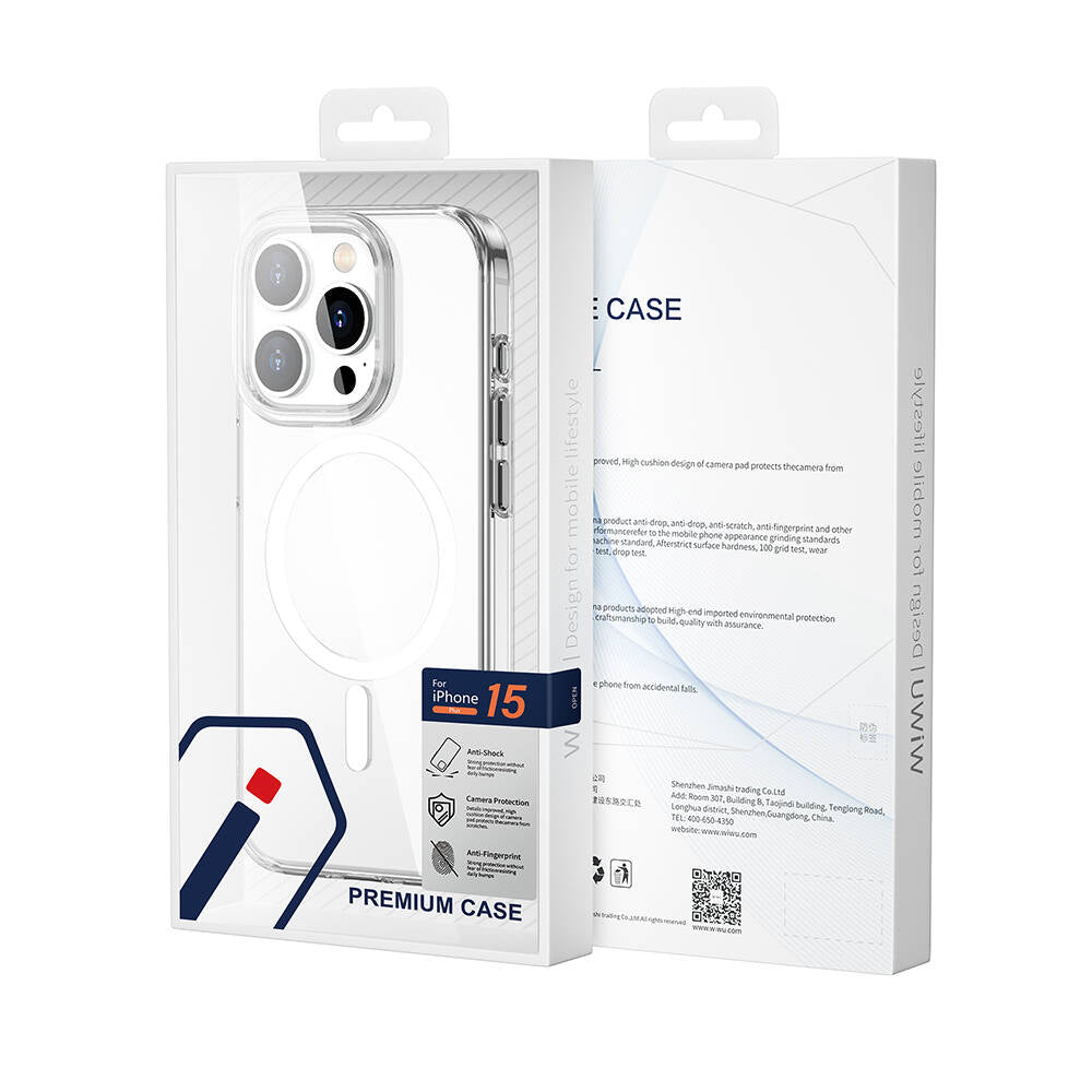 iPhone 15 Pro Max Kılıf Wiwu BC-022 Magsafe Şarj Özellikli Şeffaf Transparan Kılıf Renksiz
