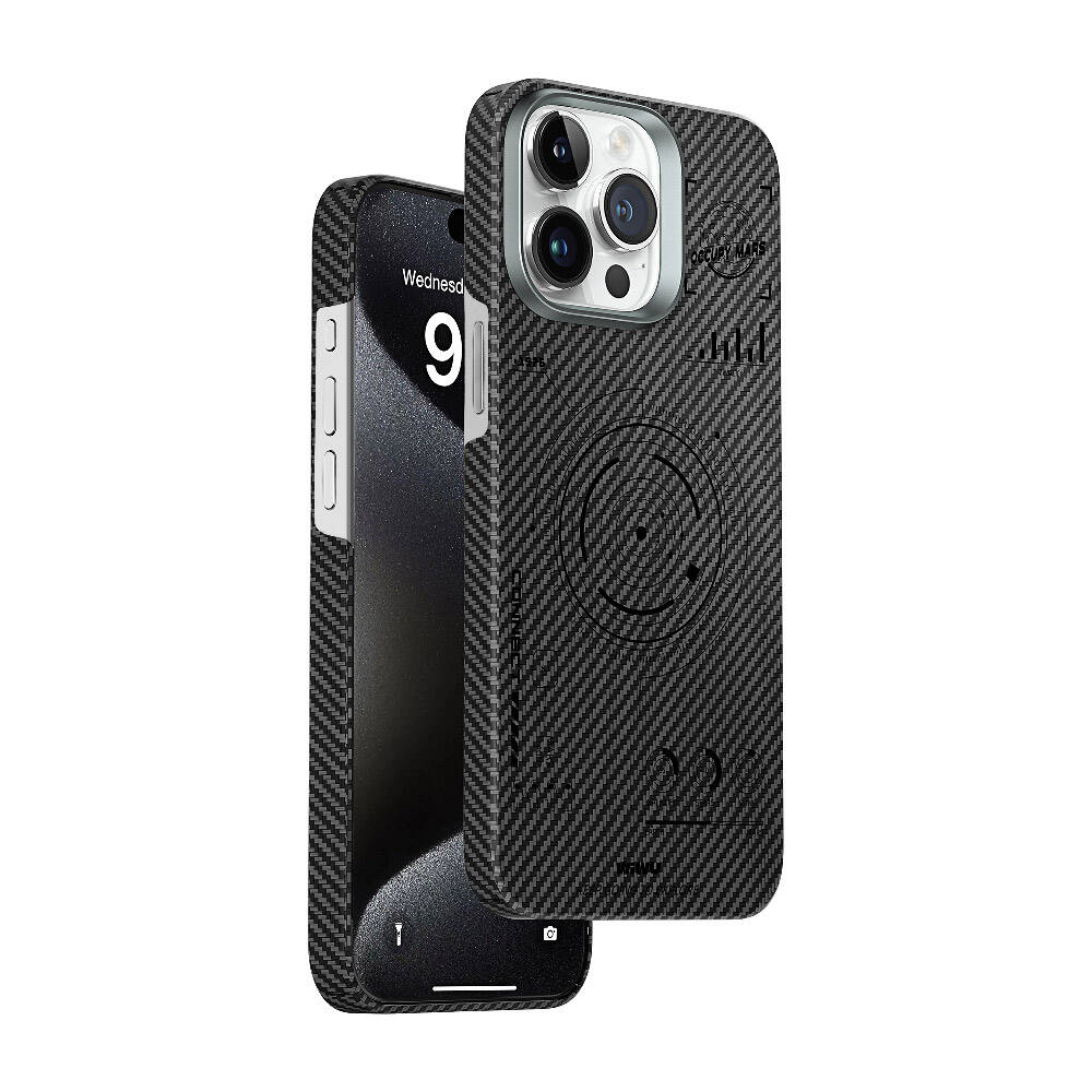 iPhone 15 Pro Max Kılıf Wiwu HHX-016 Karbon Fiber 600D Mars Kevlar Kılıf Siyah
