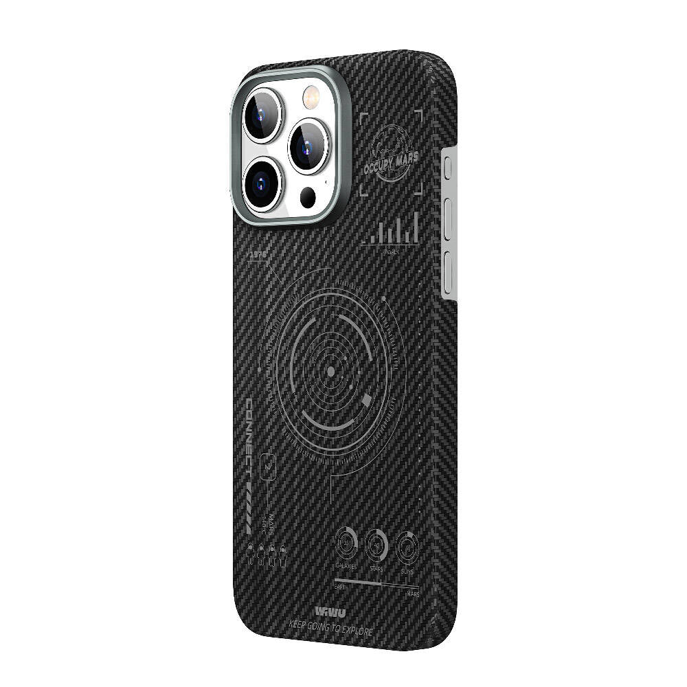 iPhone 15 Pro Max Kılıf Wiwu HHX-016 Karbon Fiber 600D Mars Kevlar Kılıf Siyah