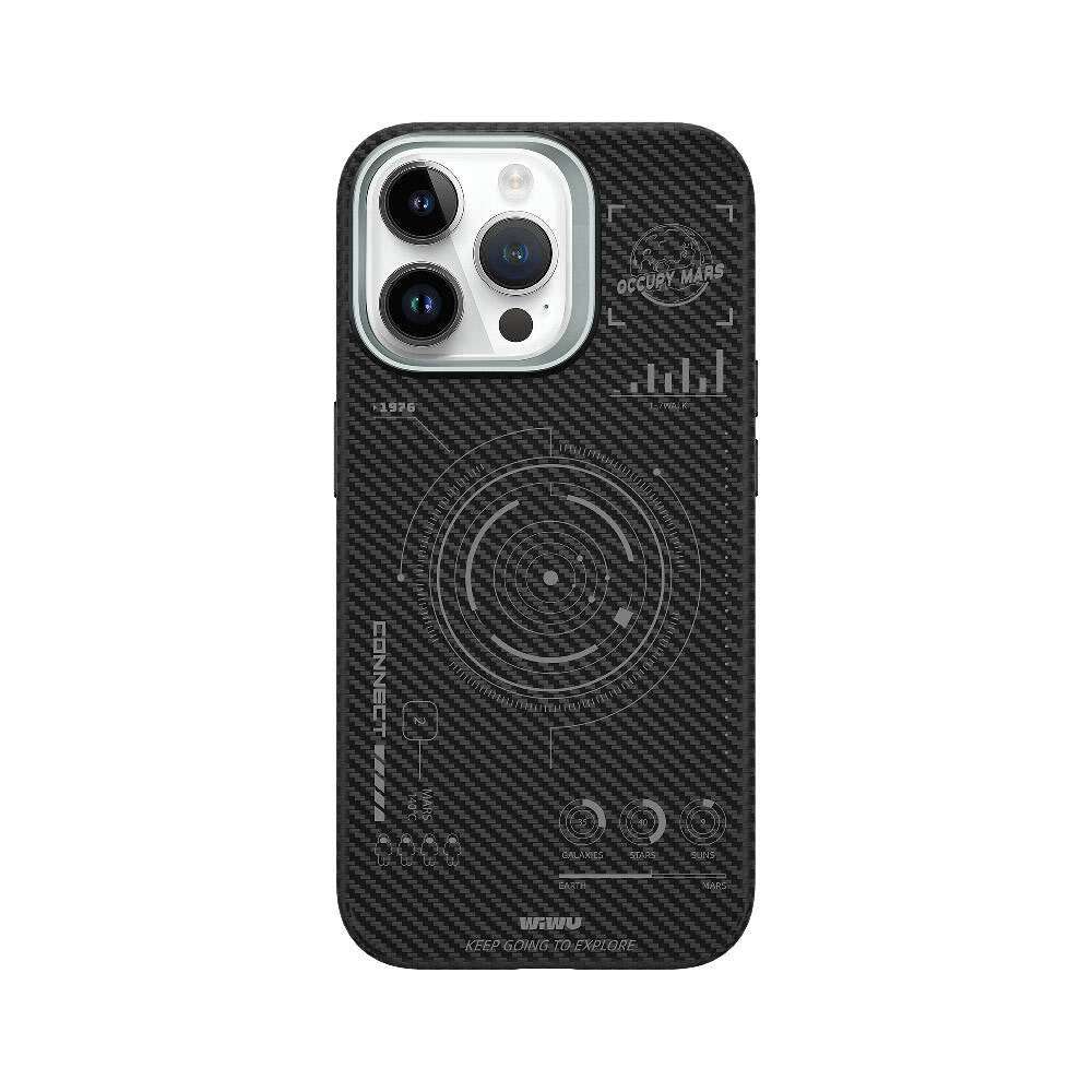 iPhone 15 Pro Max Kılıf Wiwu HHX-016 Karbon Fiber 600D Mars Kevlar Kılıf Siyah