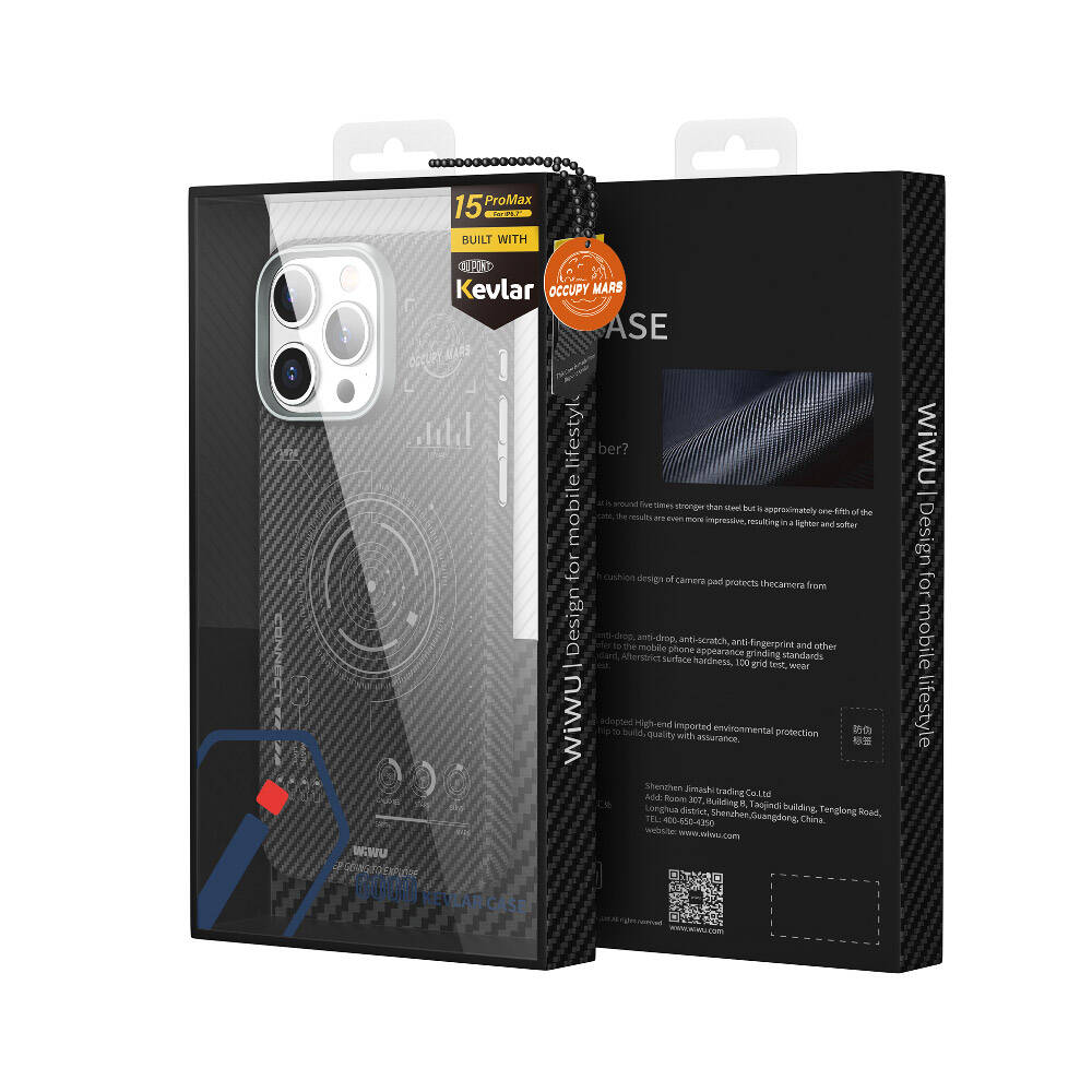 iPhone 15 Pro Max Kılıf Wiwu HHX-016 Karbon Fiber 600D Mars Kevlar Kılıf Siyah