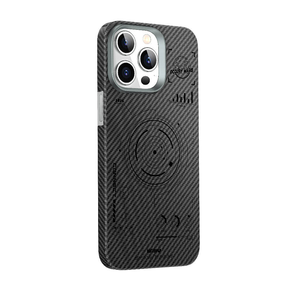 iPhone 15 Pro Max Kılıf Wiwu HHX-016 Karbon Fiber 600D Mars Kevlar Kılıf Siyah