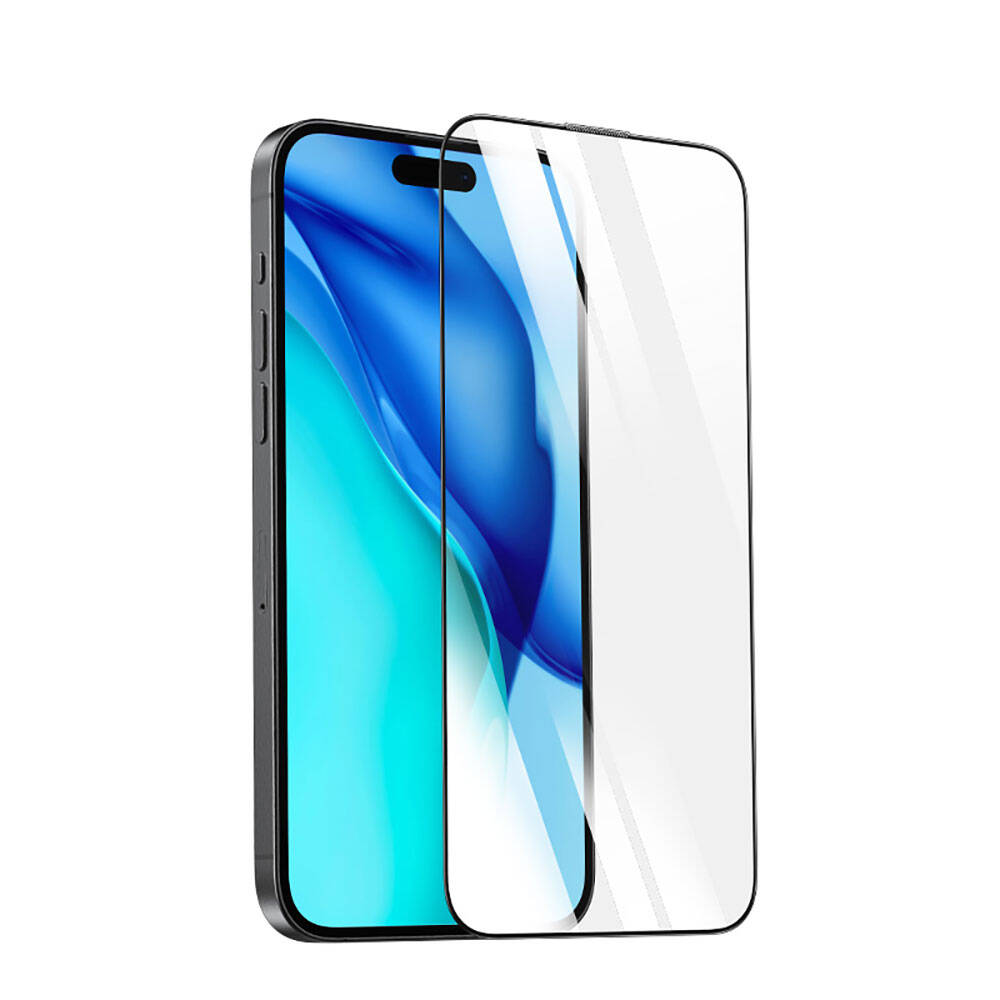 iPhone 15 Pro Max Recci RSP-A23HD Full Transparan Temperli Cam Ekran Koruyucu Siyah