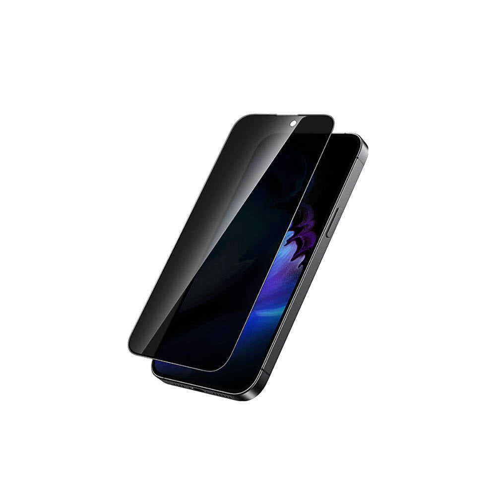 iPhone 15 Pro Recci RSP-A06SP 3D Privacy Shield Temperli Cam Ekran Koruyucu Gri