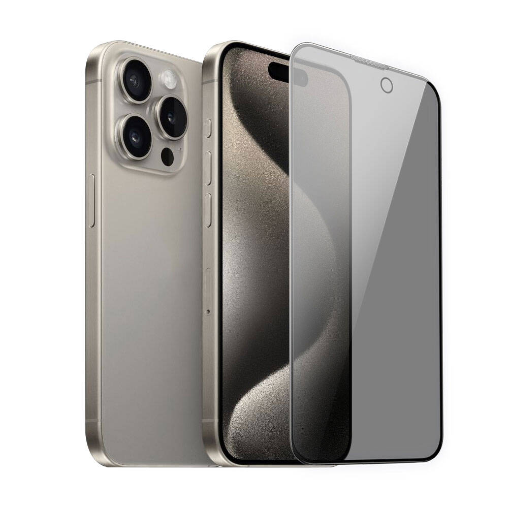 iPhone 15 Pro Wiwu iPrivacy HD Anti-Peep Ekran Koruyucu Siyah
