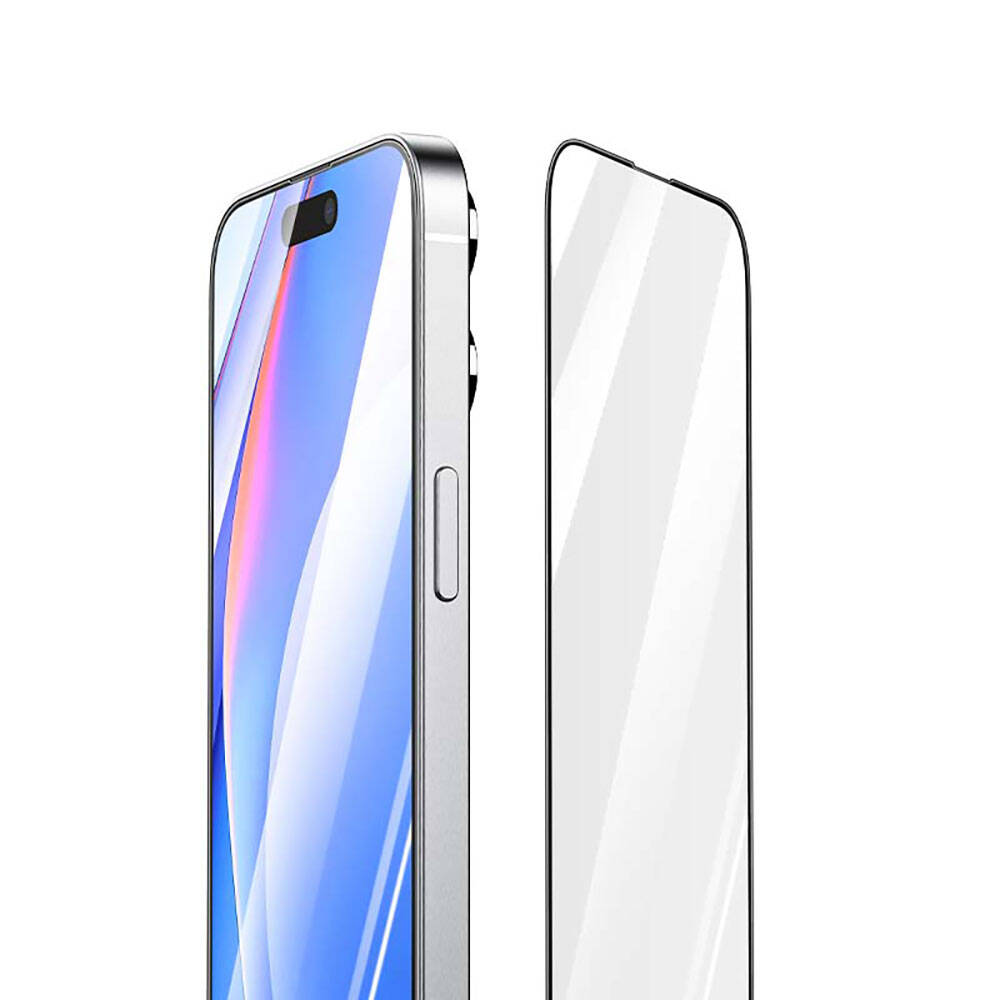 iPhone 15 Recci RSP-A01SD 3D HD Full Transparan Temperli Cam Ekran Koruyucu Siyah