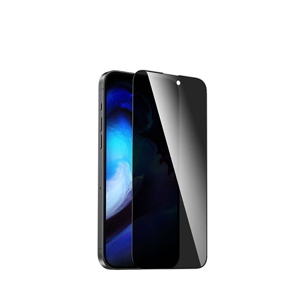 iPhone 15 Recci RSP-A05SP 3D Privacy Shield Temperli Cam Ekran Koruyucu Gri
