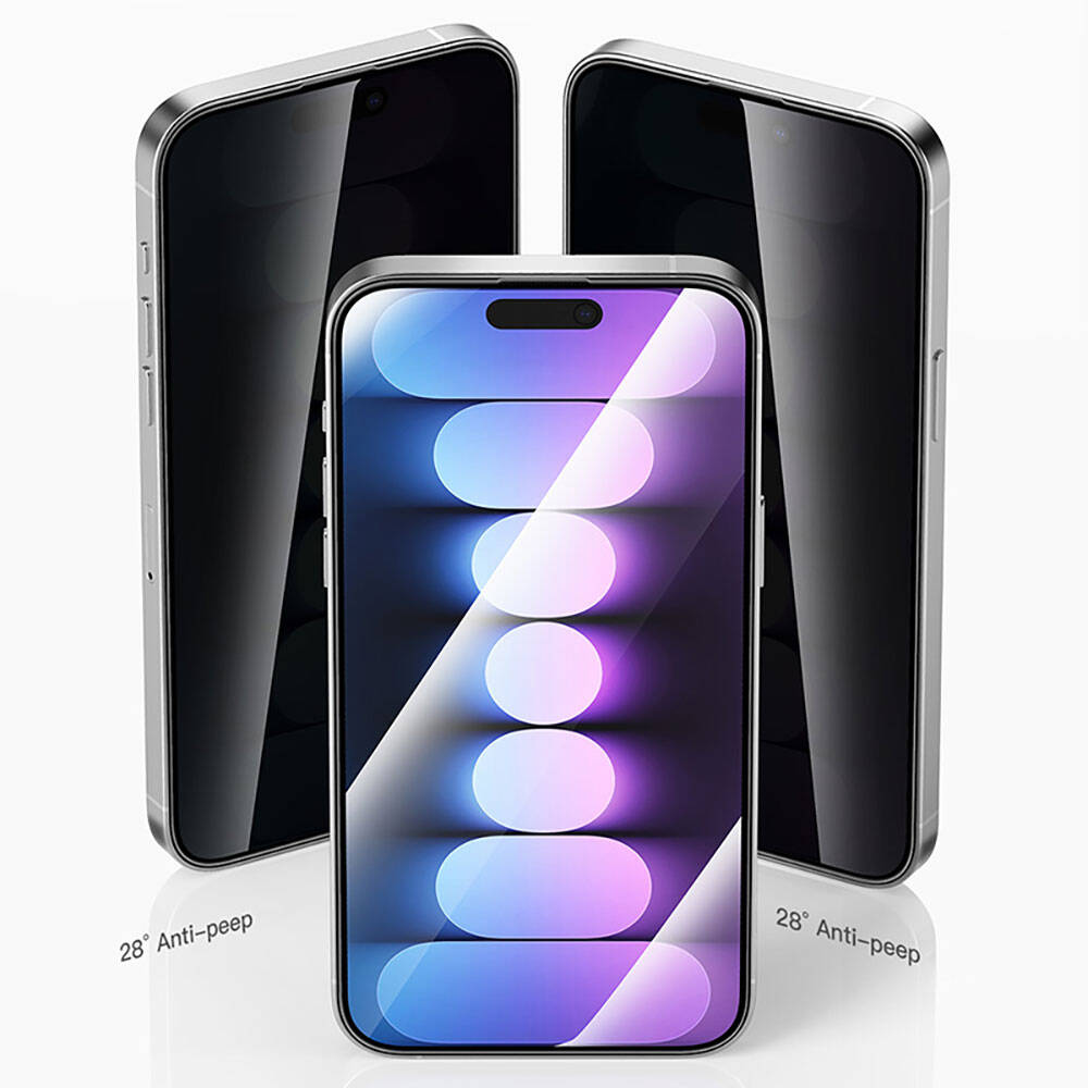 iPhone 15 Recci RSP-A16AP Privacy Temperli Cam Ekran Koruyucu Gri