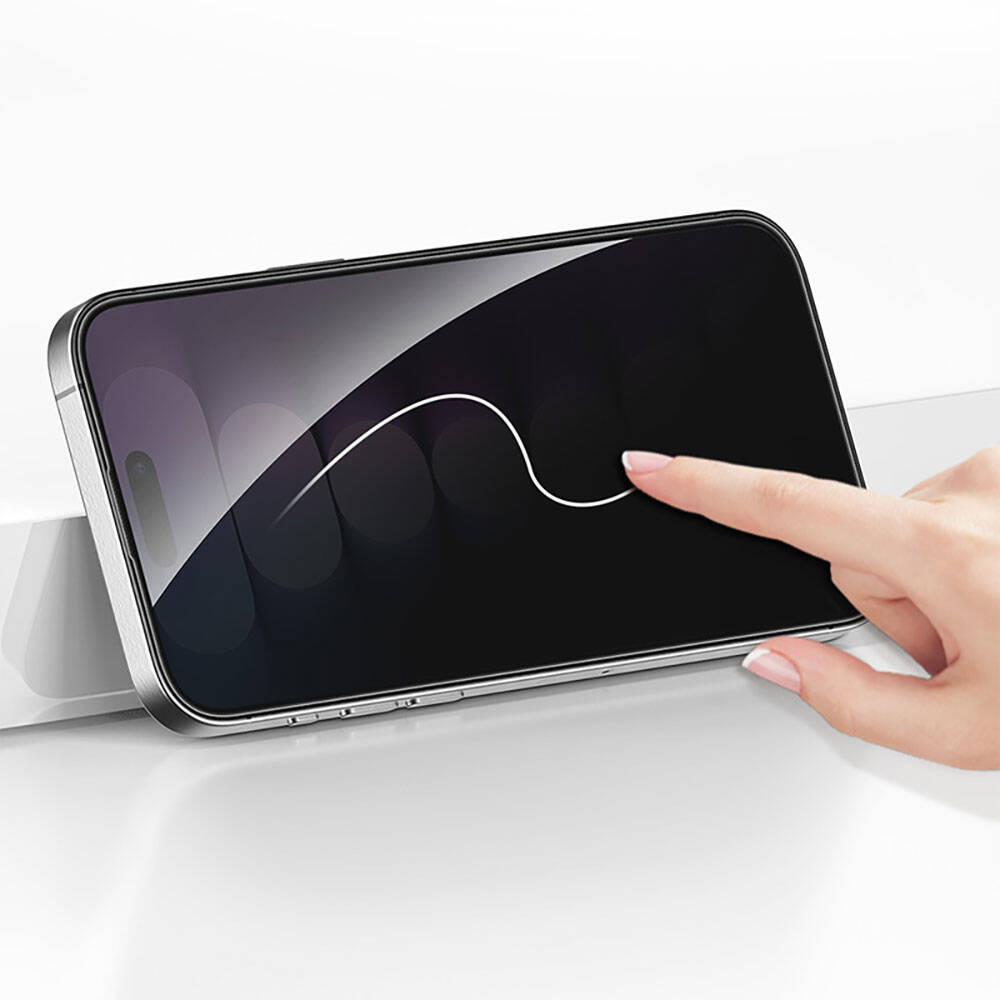 iPhone 15 Recci RSP-A16AP Privacy Temperli Cam Ekran Koruyucu Gri