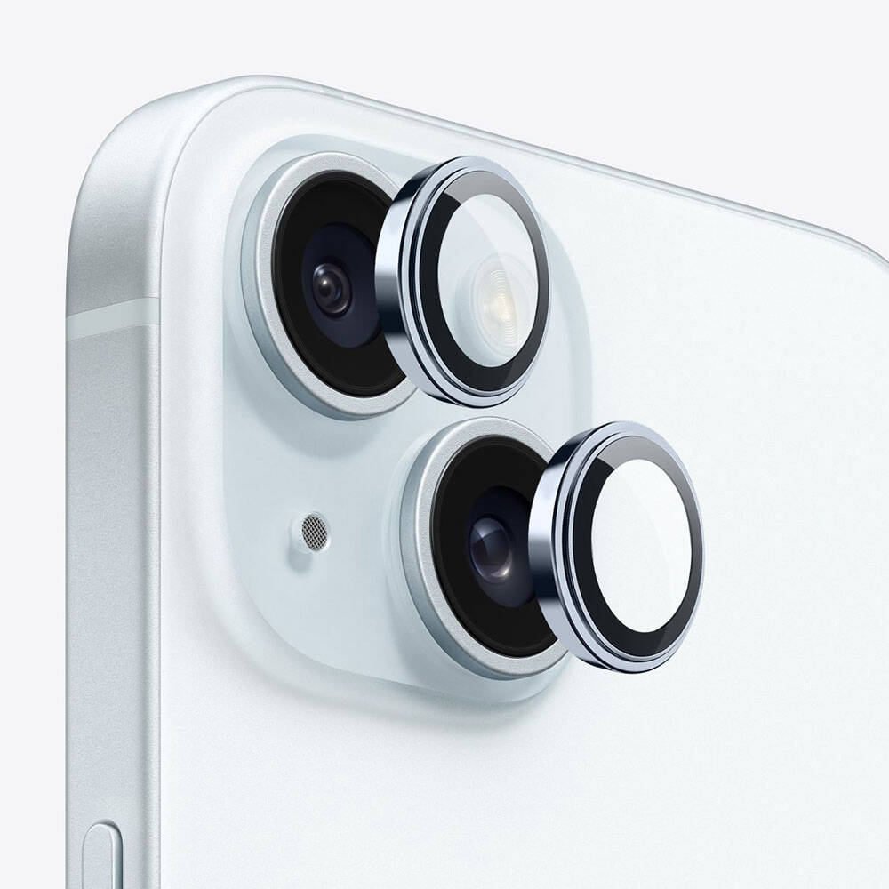 iPhone 15 Wiwu Lens Guard Metal Kamera Lens Koruyucu Mavi Açık