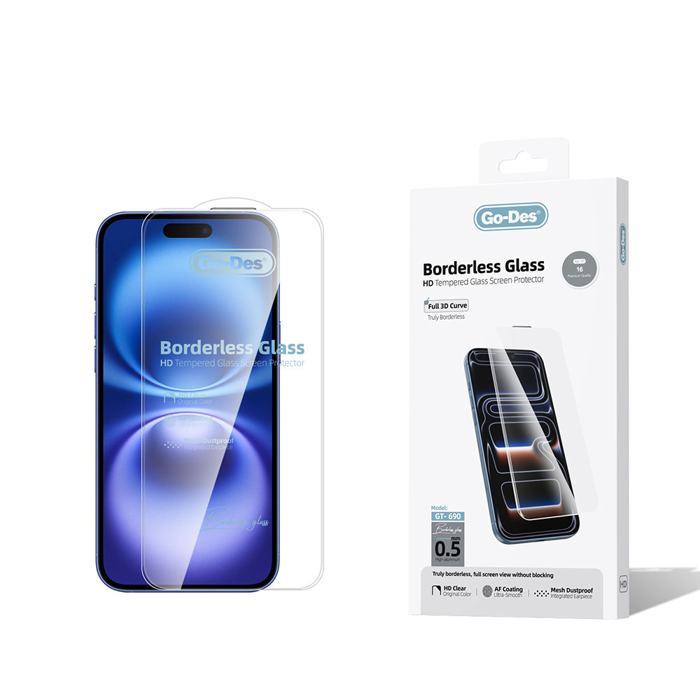 Apple iPhone 16 Go Des Borderless Temperli Cam Ekran Koruyucu Şeffaf