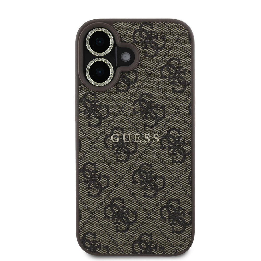 Apple iPhone 16 Guess Orjinal Lisanslı Kılıf + Ekran Koruyucu + Lens Koruyucu 3in1 Aksesuar Seti Kahverengi