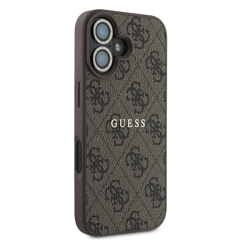 Apple iPhone 16 Guess Orjinal Lisanslı Kılıf + Ekran Koruyucu + Lens Koruyucu 3in1 Aksesuar Seti Kahverengi