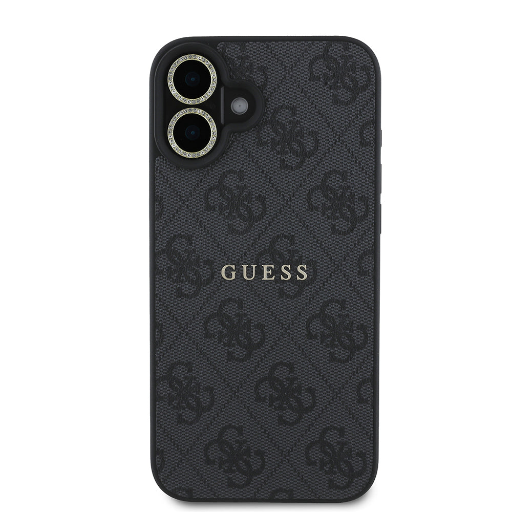 Apple iPhone 16 Guess Orjinal Lisanslı Kılıf + Ekran Koruyucu + Lens Koruyucu 3in1 Aksesuar Seti Siyah