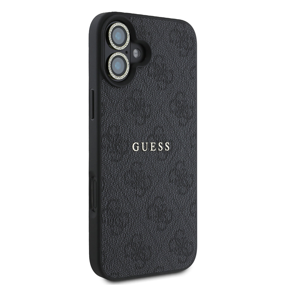 Apple iPhone 16 Guess Orjinal Lisanslı Kılıf + Ekran Koruyucu + Lens Koruyucu 3in1 Aksesuar Seti Siyah