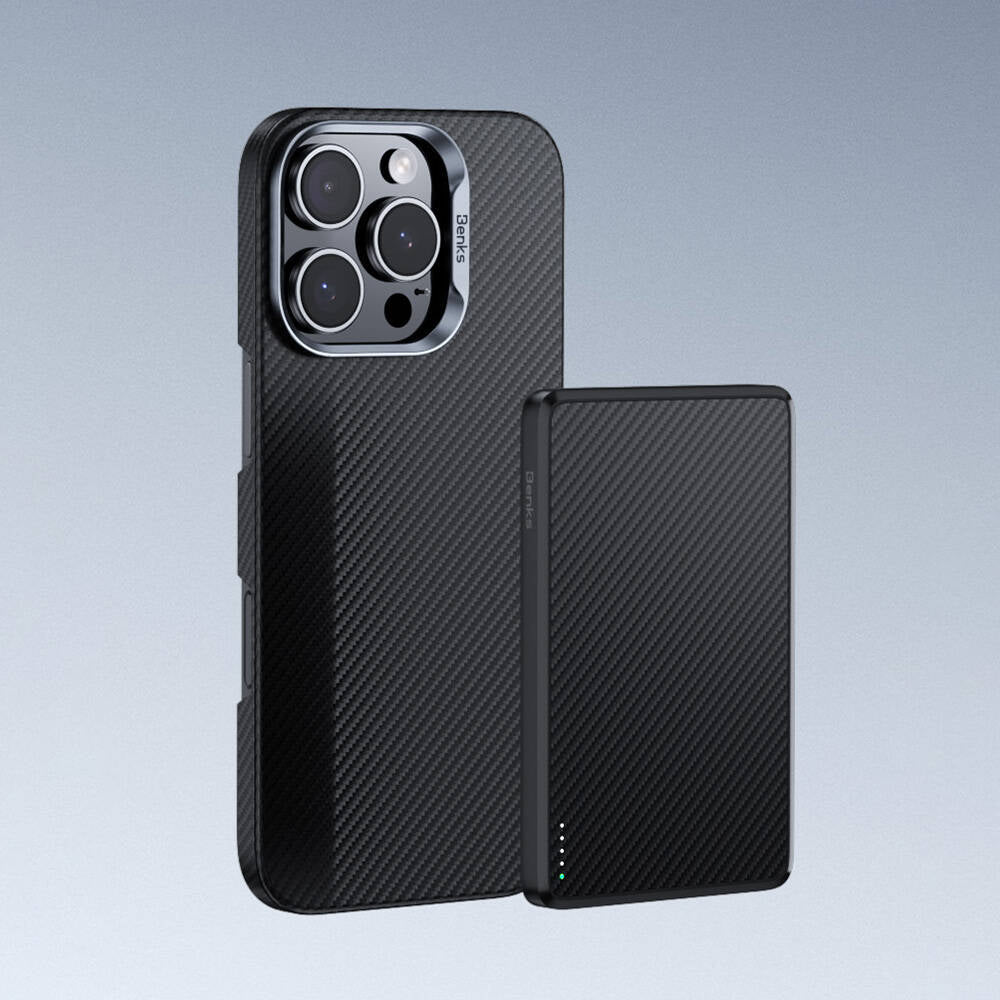iPhone 16 Kılıf Benks Magsafe Şarj Özellikli Magnetik ArmorAir 600D Kevlar Fiber Kılıf Siyah