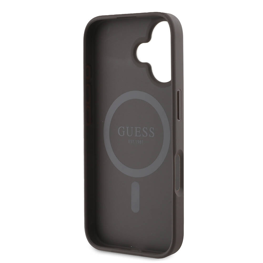 Apple iPhone 16 Kılıf Guess Orjinal Lisanslı Magsafe Şarj Özellikli 4G Desenli Yazı Logolu Peony Kapak Pembe