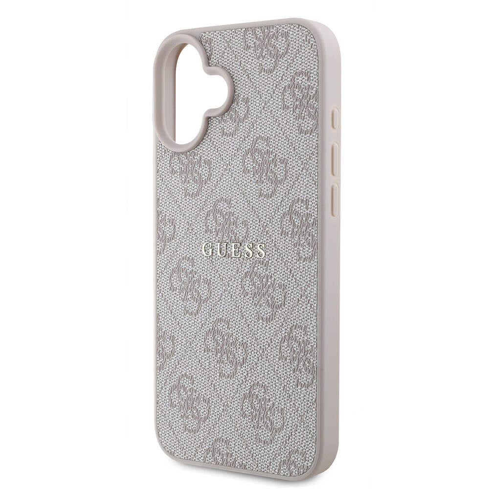 Apple iPhone 16 Kılıf Guess Orjinal Lisanslı Magsafe Şarj Özellikli 4G Desenli Yazı Logolu Kapak Pembe
