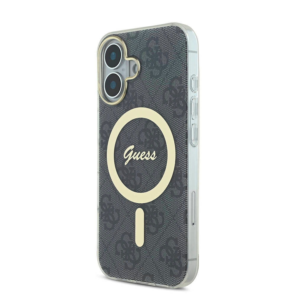 Apple iPhone 16 Kılıf Guess Orjinal Lisanslı Magsafe Şarj Özellikli Yazı Logolu 4G Desenli Kapak Pembe