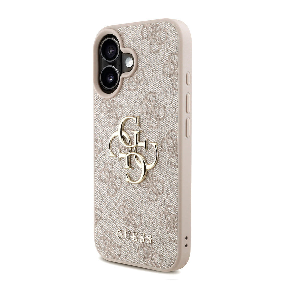 Apple iPhone 16 Kılıf Guess Orjinal Lisanslı PU Deri Bilek Askı İpli Metal Büyük 4G ve Yazı Logolu Kapak Siyah