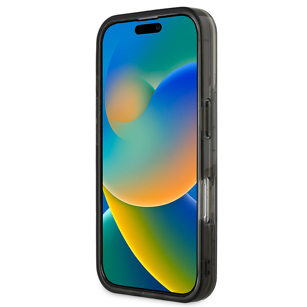 iPhone 16 Kılıf Karl Lagerfeld Orjinal Lisanslı Simli KL Yazılı Monogram Gradient Kılıf Siyah