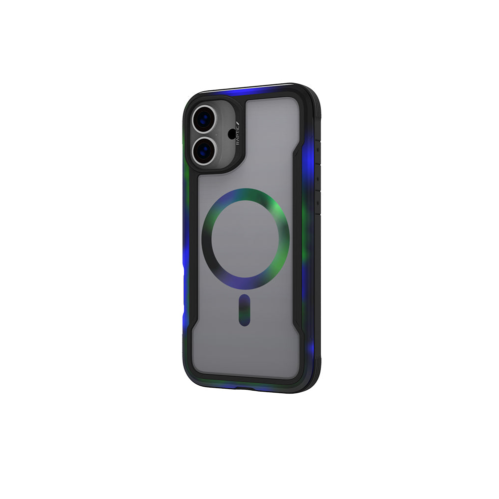 iPhone 16 Kılıf Magsafe Şarj Özellikli Airbagli Raptic Shield 2.0 Serisi Şeffaf Arka Yüzey Kılıf Turkuaz