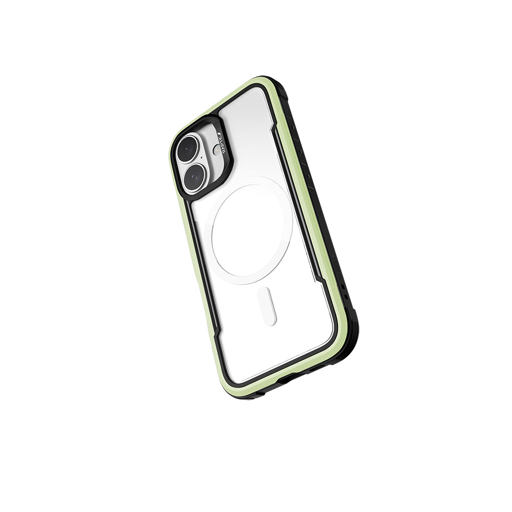 iPhone 16 Kılıf Magsafe Şarj Özellikli Airbagli Raptic Shield Serisi Şeffaf Arka Yüzey Kılıf Yeşil