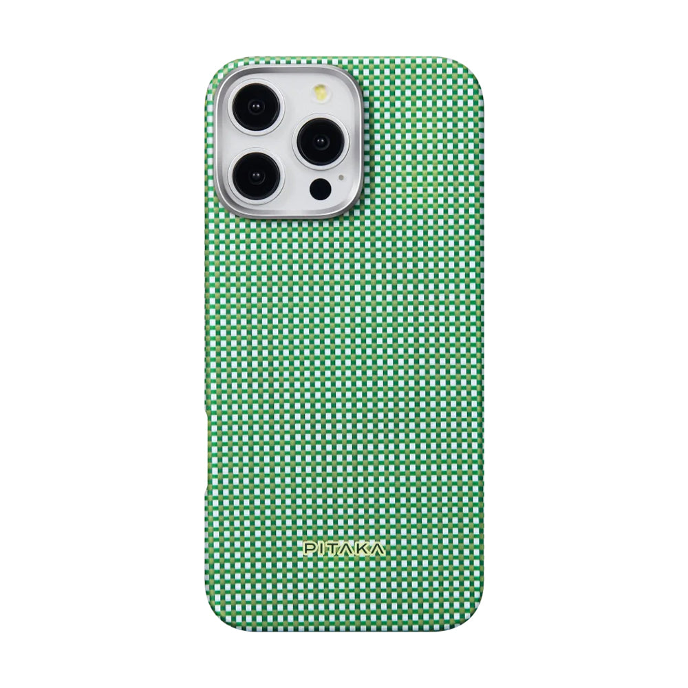 iPhone 16 Pro Kılıf Magsafe Şarj Özellikli Aramid Fiber Pitaka Ultra-Slim Classic Serisi Forest Green Kılıf Yeşil