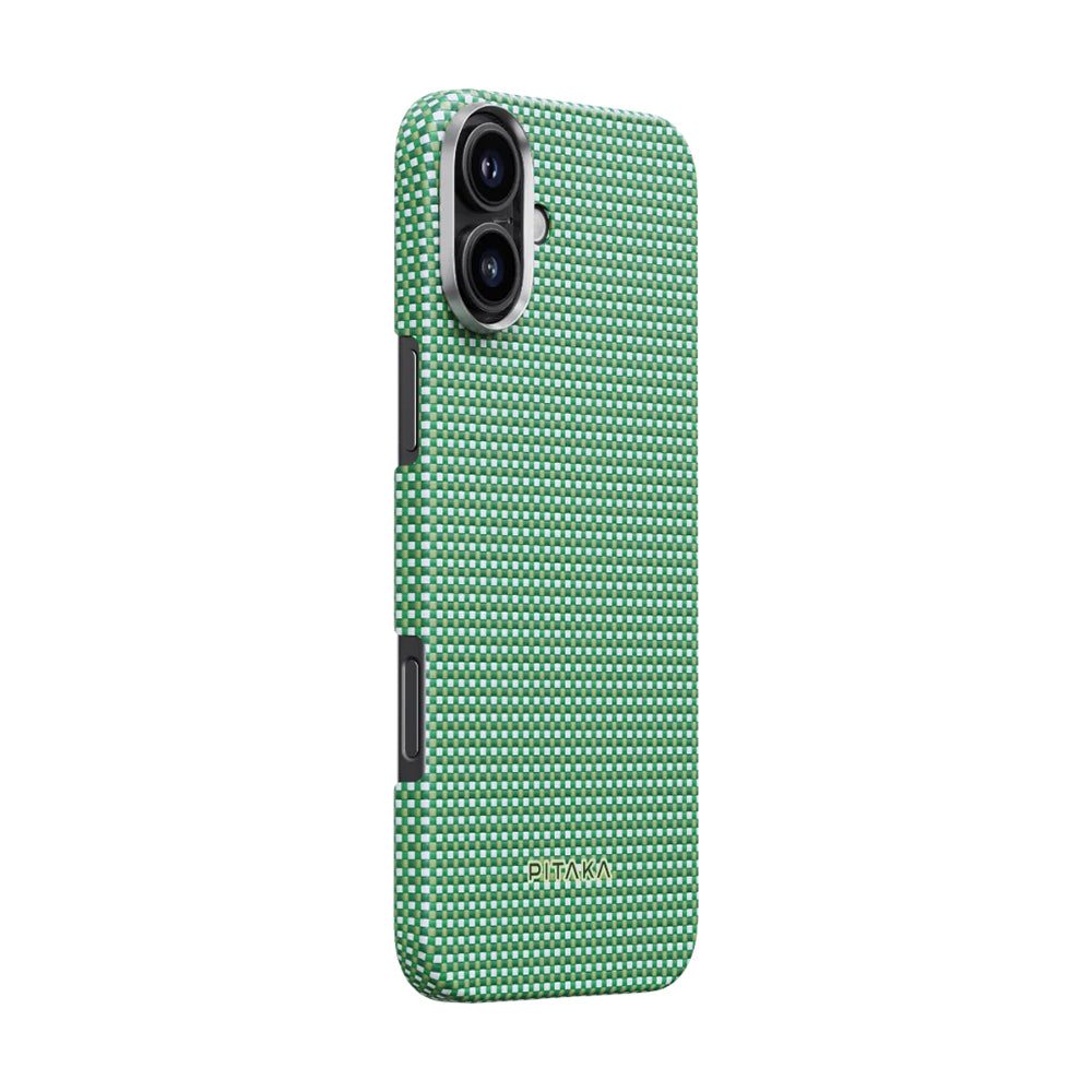 iPhone 16 Kılıf Magsafe Şarj Özellikli Aramid Fiber Pitaka Ultra-Slim Classic Serisi Forest Green Kılıf Yeşil