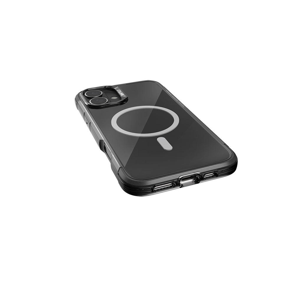 iPhone 16 Kılıf Magsafe Şarj Özellikli Raptic Air Serisi Airbag Tasarımlı Metal Köşelikli Şeffaf Kılıf Siyah