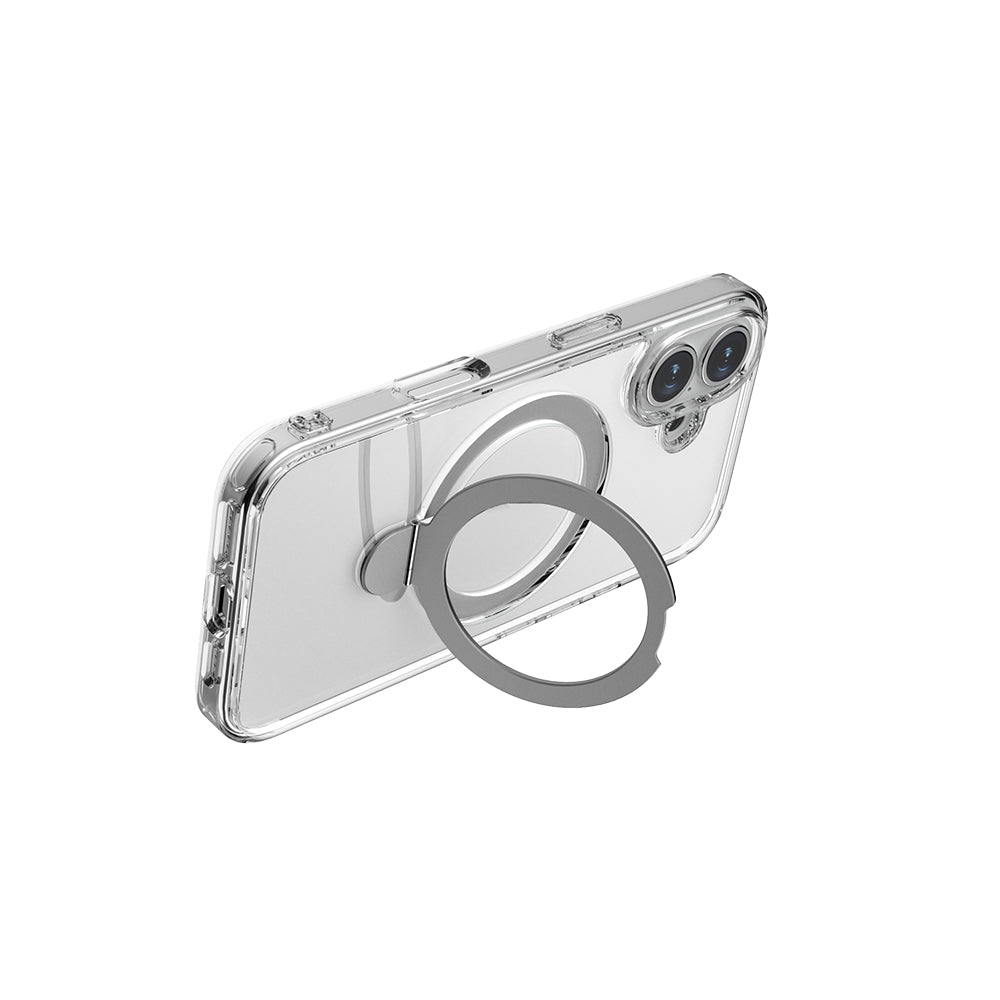 iPhone 16 Kılıf Magsafe Şarj Özellikli Raptic Air Stand Serisi Buzlu Transparan Tasarımlı Standlı Kılıf Şeffaf