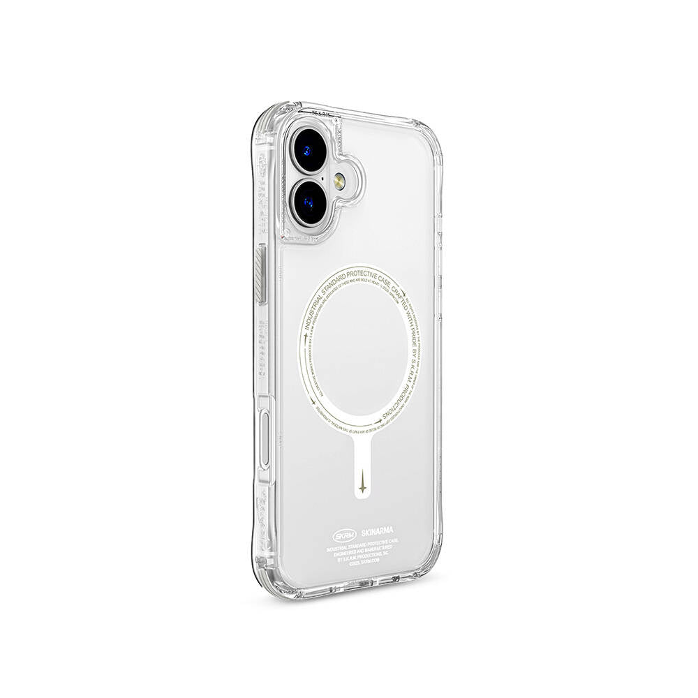 iPhone 16 Kılıf Magsafe Şarj Özellikli Şeffaf Airbag Tasarımlı Skinarma Saido Nightglow Kılıf Şeffaf