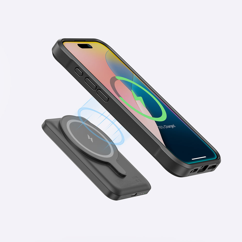 iPhone 16 Kılıf Magsafe Şarj Özellikli Standlı Kartlıklı Set Amazingthing Glamour Luxe Serisi Kılıf Siyah