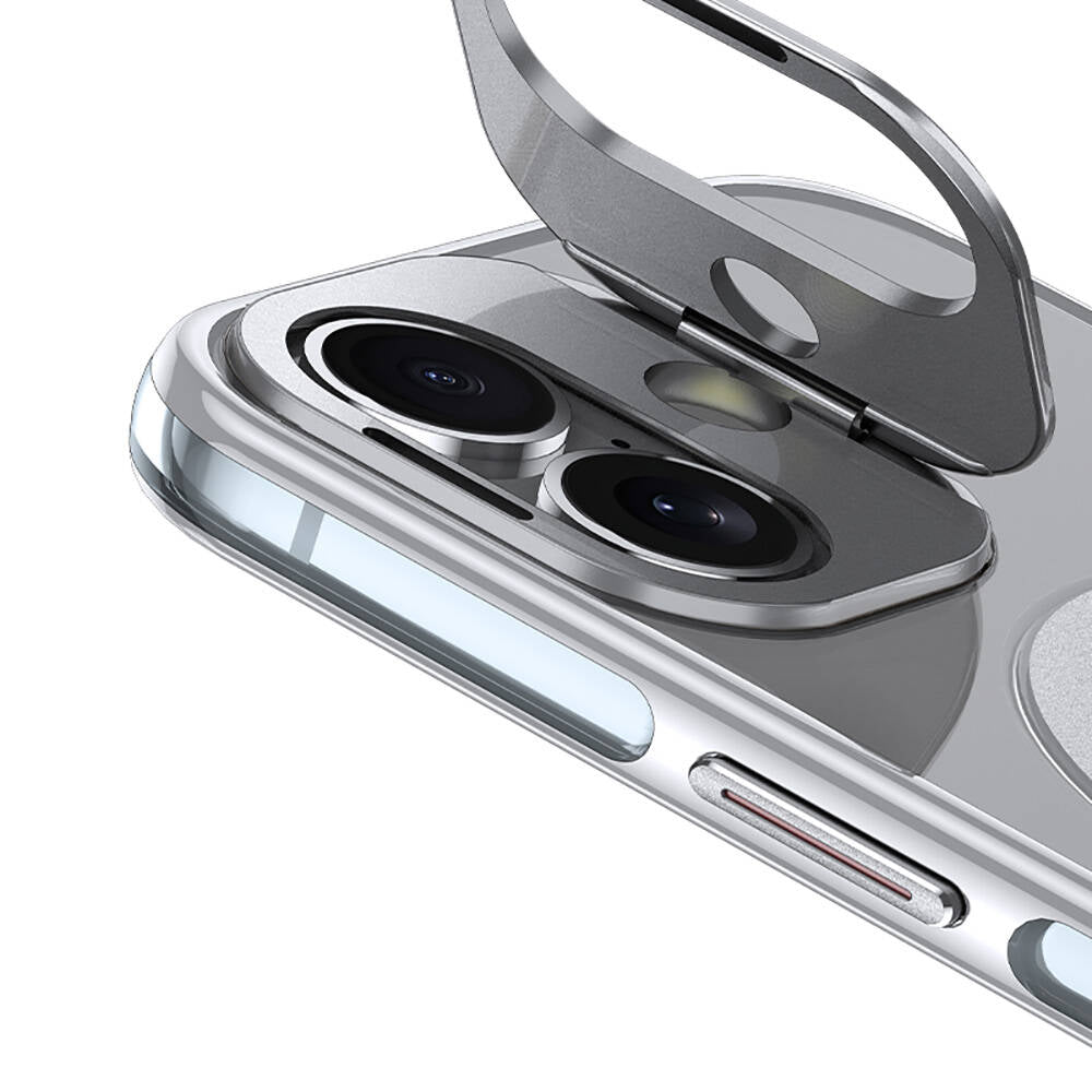 iPhone 16 Kılıf Magsafe Şarj Özellikli Wlons Standlı Efsane Kılıf Siyah