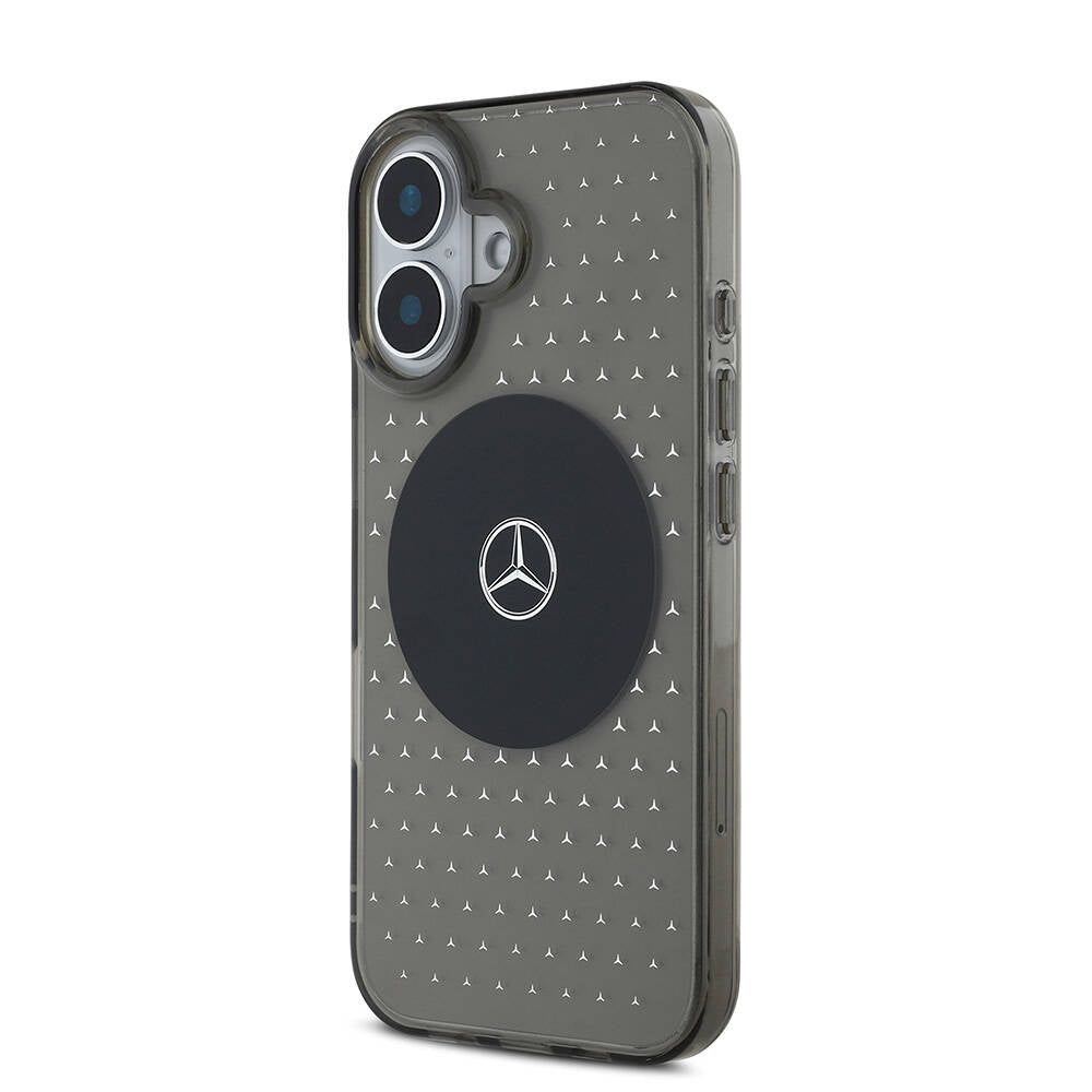 iPhone 16 Kılıf Mercedes Benz Orjinal Lisanslı Magsafe Şarj Özellikli Yıldız Desenli Transparan Kılıf Siyah