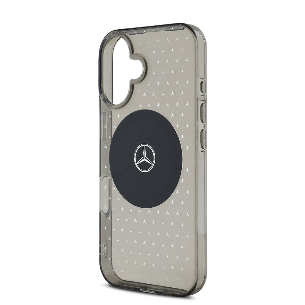 iPhone 16 Kılıf Mercedes Benz Orjinal Lisanslı Magsafe Şarj Özellikli Yıldız Desenli Transparan Kılıf Siyah