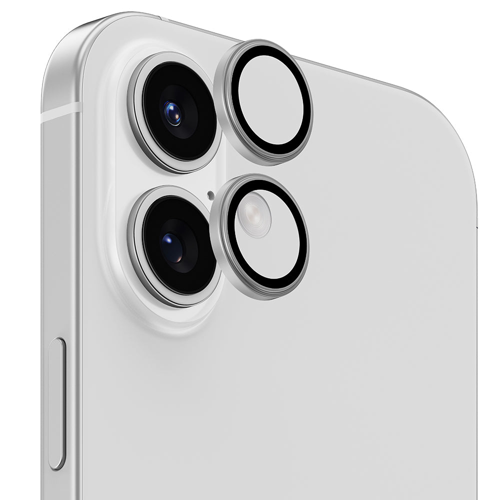 iPhone 16 Plus Benks Parlama Önleyici Glass Warrior Metal Kamera Lens Koruyucu Titanyum-Gümüş