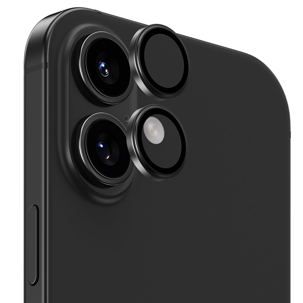 iPhone 16 Plus Benks Parlama Önleyici Glass Warrior Metal Kamera Lens Koruyucu Koyu Gri