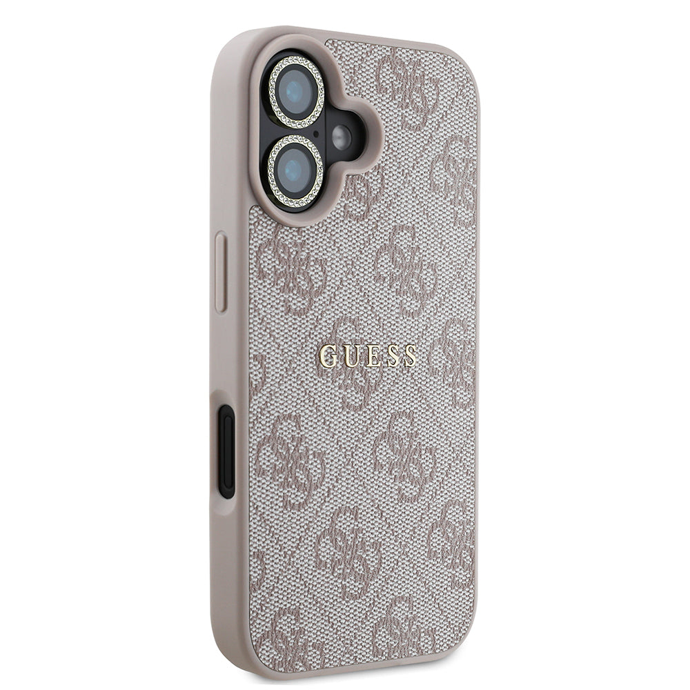 Apple iPhone 16 Plus Guess Orjinal Lisanslı Kılıf + Ekran Koruyucu + Lens Koruyucu 3in1 Aksesuar Seti Pembe