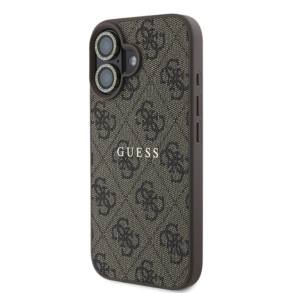 Apple iPhone 16 Plus Guess Orjinal Lisanslı Kılıf + Ekran Koruyucu + Lens Koruyucu 3in1 Aksesuar Seti Kahverengi