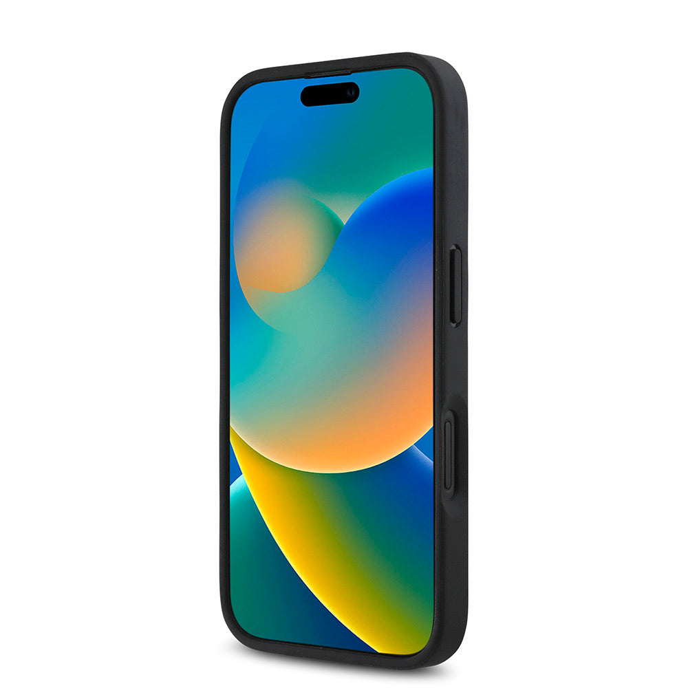 iPhone 16 Plus Kılıf DKNY Orjinal Lisanslı Magsafe Şarj Özellikli 3D Yazılı Repeat Pattern Kılıf Siyah