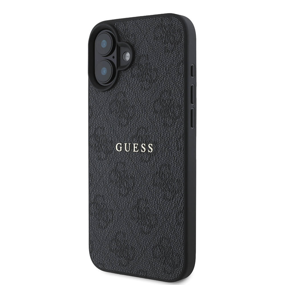 Apple iPhone 16 Plus Kılıf Guess Orjinal Lisanslı Magsafe Şarj Özellikli 4G Desenli Yazı Logolu Kapak Kahverengi